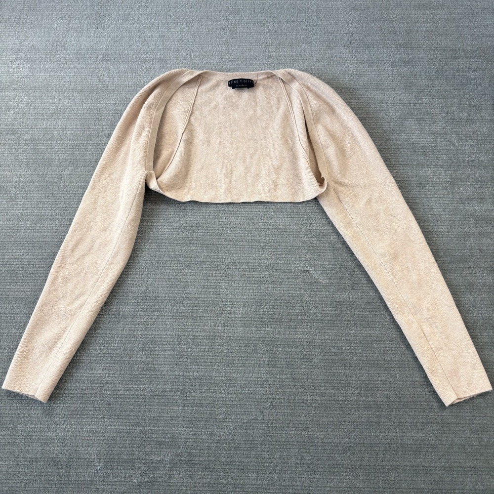 Alice + Olivia Cardigan Shrug Womens L Cream Cotton Cropped Classics Bolero